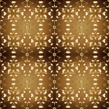 Dikişsiz desen renkler. Sorunsuz altın dokulu bukleler. Oryantal tarzı arabesk altın öğeleri. Vektör altın seamless modeli.