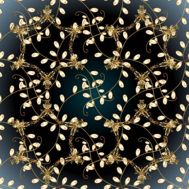 Geleneksel şark süsleme. Klasik vintage arka plan. Siyah, mavi ve gri renkleri altın elemanları ile altın izi. Klasik vektör altın süs desen.