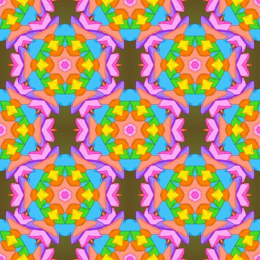 İhale kumaş deseni. Turuncu, yeşil ve mavi renkler. Vektör. Sorunsuz Retro arka plan tasarlamak. Desen.