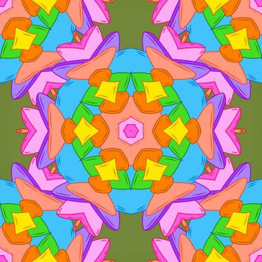 Düz karalamalar. Vektör çizim. Şirin kumaş deseni. Tasarım. Sorunsuz yazdır. Öğeleri mavi, yeşil ve turuncu renkler.