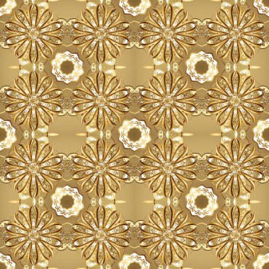 Vektör çizim. Klasik vektör altın Dikişsiz desen. Klasik vintage arka plan. Seamless modeli altın elemanları ile bej renkler. Geleneksel şark süsleme.