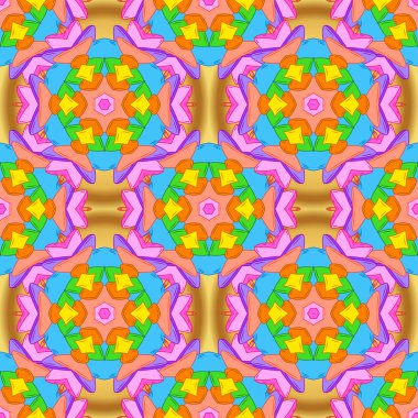 Vektör çizim. Soyut karalamalar desen. Turuncu, sarı ve mavi renkler. Sorunsuz şirin kumaş deseni. Güzel arka plan. -hisse senedi.