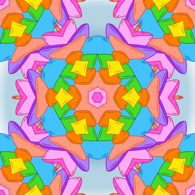 Vektör. Mavi, pembe ve turuncu renkler. Desen. Sorunsuz Retro arka plan tasarlamak. İhale kumaş deseni.