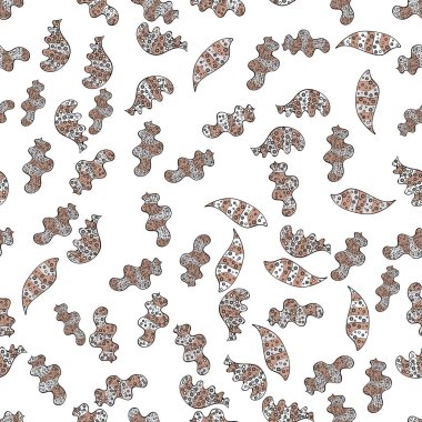 Dikişsiz desen arka şirin plan. Karalamalar desen. Tasarım ve hediye paketleme kağıt, tebrik kartları, afiş ve posterler tasarım. Gri, beyaz ve nötr renkler. Vektör çizim.