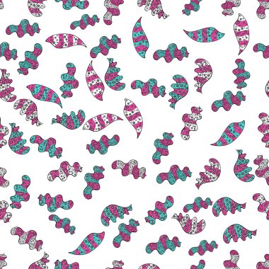 Suluboya, elle çizilmiş. Sorunsuz arka plan deseni. Vektör - hisse senedi. Pembe, beyaz ve siyah renkler üzerinde karalamalar.