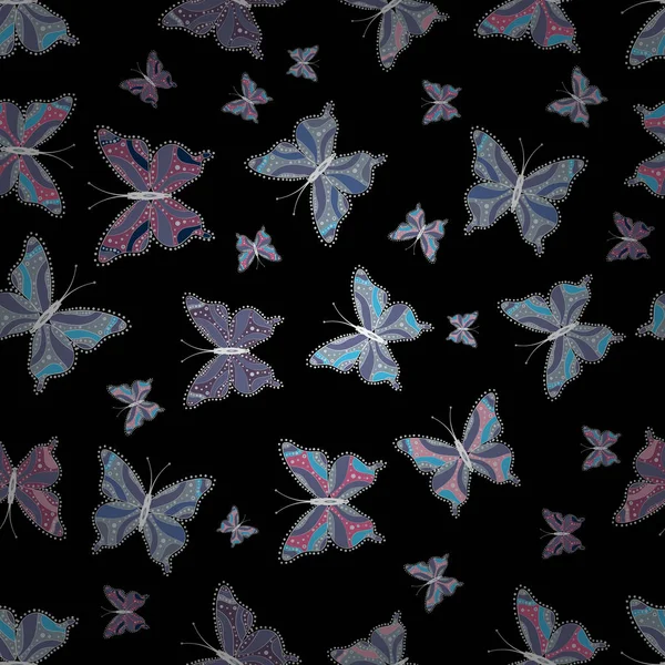 Boceto Vectorial Hermosa Textura Iterativa Mariposa Sin Costuras Aislada Capa — Vector de stock