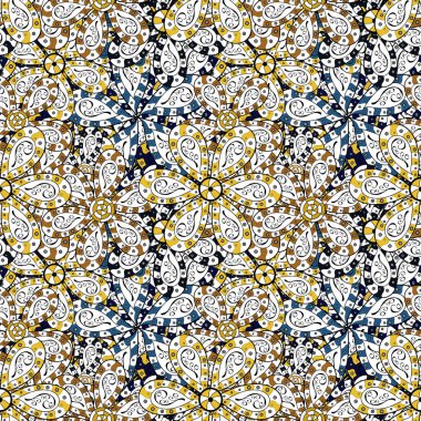 Beyaz, siyah ve sarı renkler. Tasarım ve hediye paketleme kağıt, tebrik kartları, afiş ve posterler tasarım. Dikişsiz desen arka şirin plan. Karalamalar desen. Vektör çizim.