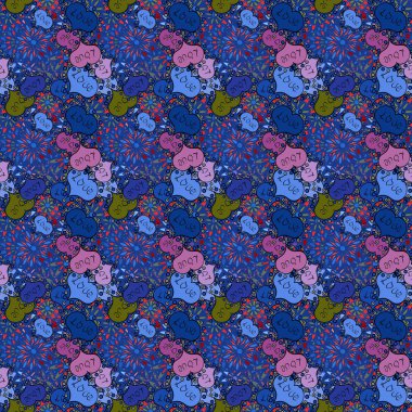 Farklı öğeler ile tasarım seviyorum. Vektör çizim. İpek kağıtları, web tasarımı için yazdırma yapmak için. Tasarlanmış kroki kalp seviyor. Seamless modeli şirin ve güzel küçük kalpler.