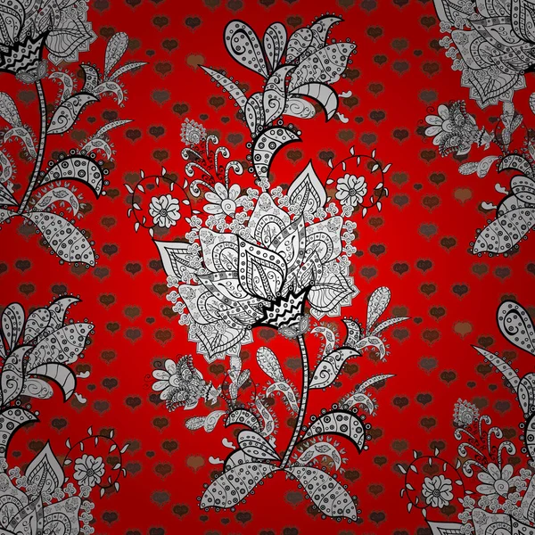 Vektorové Ilustrace Roztomilý Květinový Vzor Malé Květiny Květiny Červené Černé — Stockový vektor