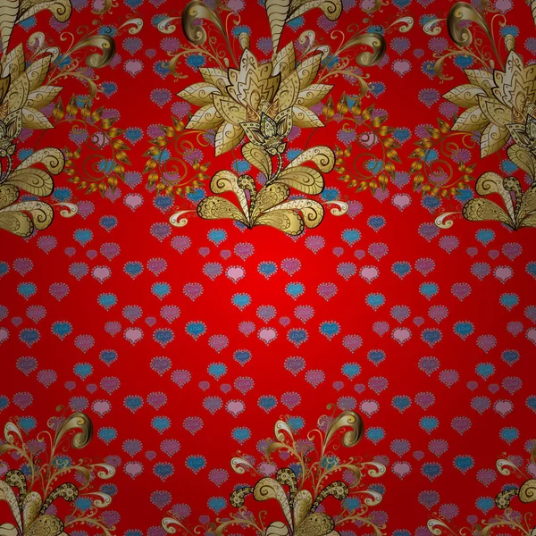 Vector Patrón Clásico Tradicional Dorado Sin Costuras Colores Marrón Rojo — Archivo Imágenes Vectoriales