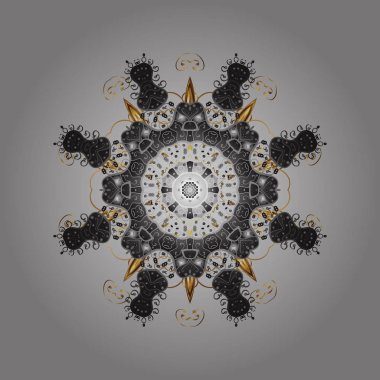 Sevimli süsleme nesne. Kar tanesi süs vektör çizim. Kar tanesi süsleme altın renkler. İzole kar tanesi.