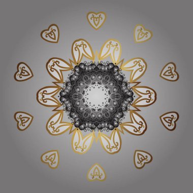 Vektör çizimi. Soyut mandala ya da tuhaf kar tanesi çizgisi sanat tasarımı. Renkli arka planda izole tatlı kar taneleri.