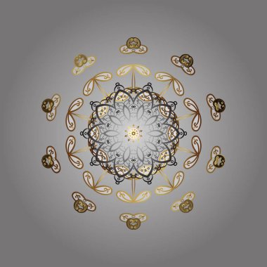 İllüstrasyon kar tanesi. Kış sembolü. Altın renkleri üzerinde izole suluboya kar taneleri. Güzel dekorasyon.