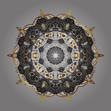 Yinelenen doku yüzey, ambalaj kağıdı, kar tanesi altın renkler için. Kış kar taneleri, vektör arka plan.