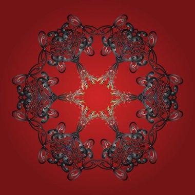 Vektör kırmızı, gri ve kahverengi kar taneleri izole. Güzel kış süs. Kar taneleri koleksiyonu. Vektör çizim.