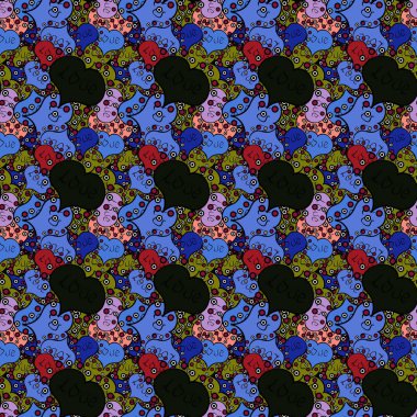 Kesintisiz aşk Romantik arka plan vektör yürekleri doodle. Mavi, gri ve siyah renkler çizim kroki tarzı. Vektör. Kağıt ambalaj. Valentine': s gün. Düğün ve invatation kart kavramı.