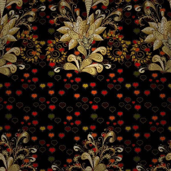 Ідеально Підходить Текстилю Дизайну Обкладинки Стиль Додл Квіти Чорного Коричневого — стоковий вектор