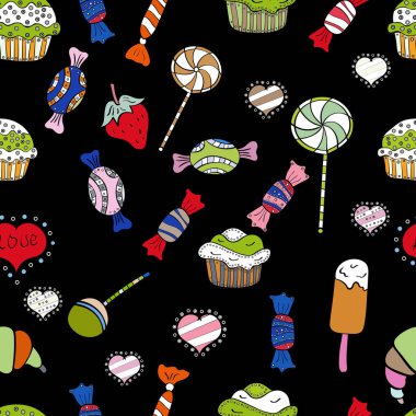 Beyaz, siyah ve nötr renkler. Şeker soyut geometrik tarzı ile renkli seamless modeli. Trendy vektör arka plan.