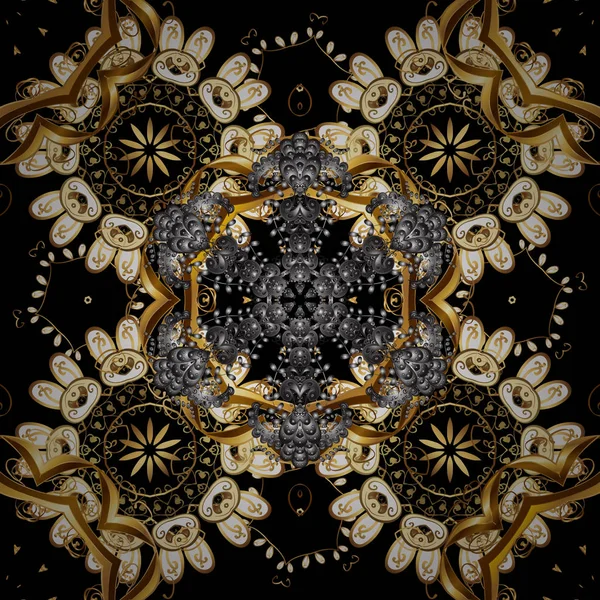 Grafik modern seamless modeli siyah renkler. Sorunsuz çiçek desenli. Kroki Barok, Şam. Sorunsuz vektör arka plan.