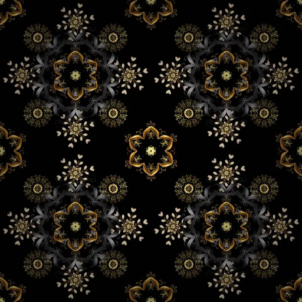 Vector Traditionella Klassiska Gyllene Sömlösa Mönster Svarta Färger Sömlös Orientalisk — Stock vektor