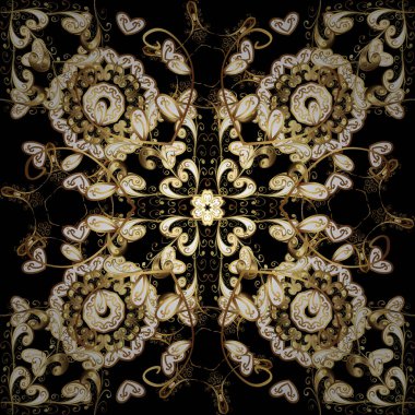 Seamless klasik altın modeli. Vektör geleneksel şark süsleme. Altın altın elemanları ile sarı renk desen.