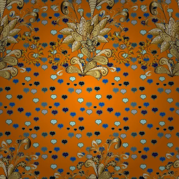 Decoração Ornamentada Ilustração Vetorial Damasco Ouro Abstrato Flor Sem Costura — Vetor de Stock