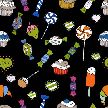 Vektör tatlılar ve şekerler. Vektör. Sorunsuz şekerler.