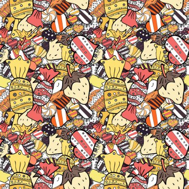 Elle çizilmiş cupcakes. Vektör cupcake çizim. Vektör çizim. Doodle kek krem ile. Şirin Doğum günü desen sarı, siyah ve beyaz.