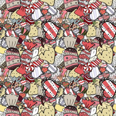 Beyaz, siyah ve bej renkli arka plan üzerinde renkli şeker serpin, şeker ya da ekmek tasarım. Parlak sorunsuz vektör konfeti model parti.