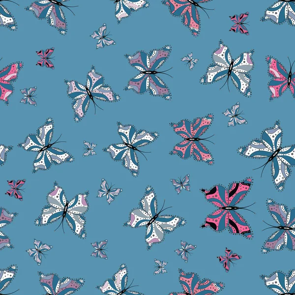 Όμορφες Πεταλούδες Ακουαρέλα Εικονογράφηση Διάνυσμα Χαριτωμένη Εικόνα Φαντασίας Μπλε Λευκό — Διανυσματικό Αρχείο