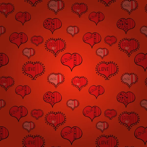 Бесшовные Красные Черные Оранжевые Гранж Сердца Открытка День Святого Валентина — стоковый вектор