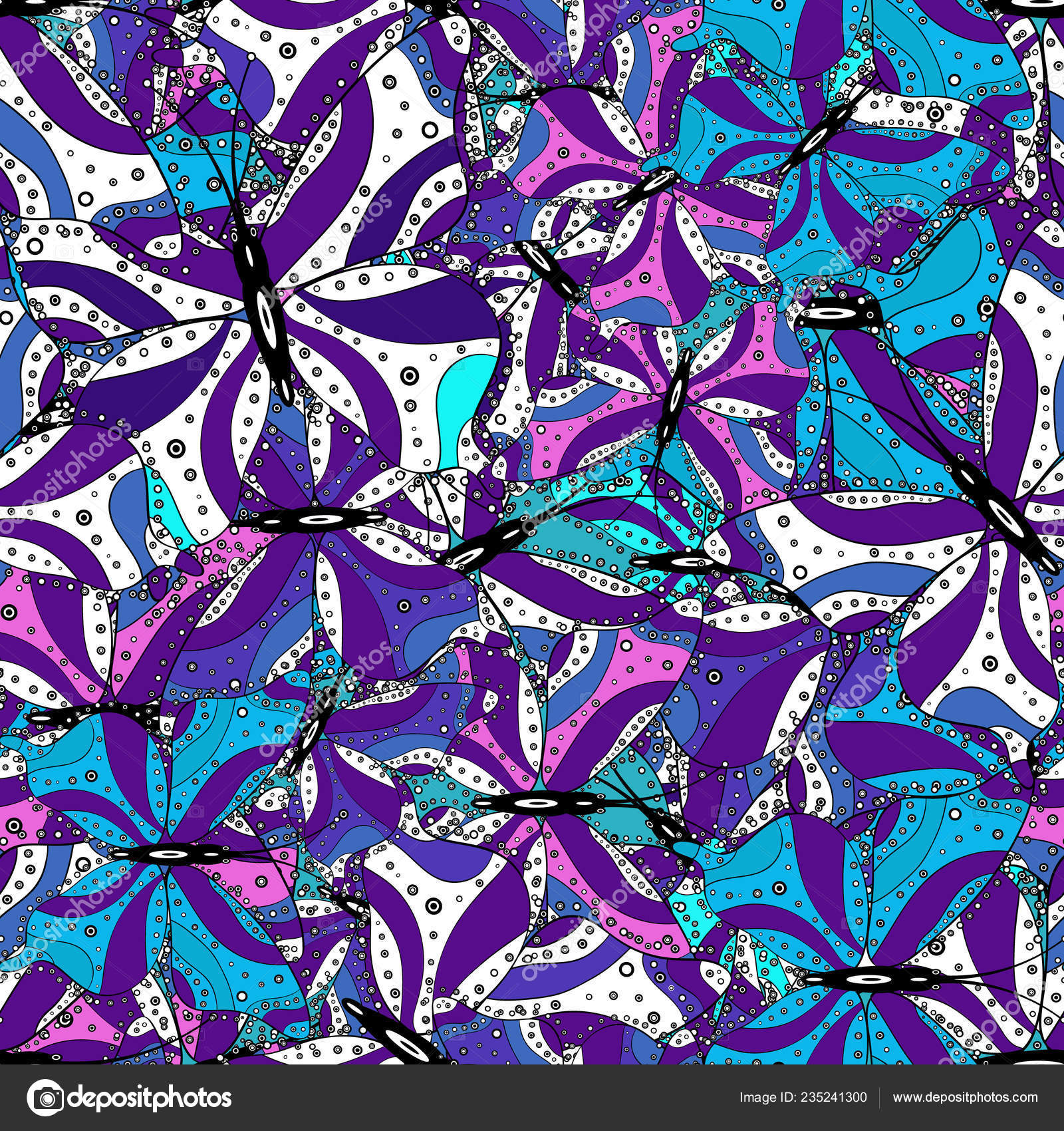 Vector Illustration Coloring Page Decorative Butterfly Seamless