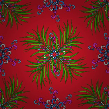 Dekoratif illüstrasyon. Vintage süsleme şube bölücüler. Vektör çizim. El çekilmiş çiçek vektör seamless modeli. Doodle yaprak doku tasarım çizim.