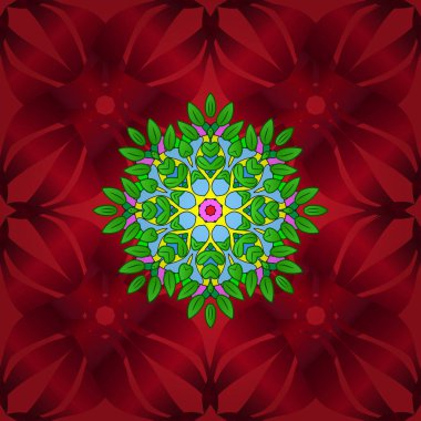 Seamless.Leaves. Manifold yeşil, kırmızı ve mavi renkler üzerinde bırakır. Vektör çizim.