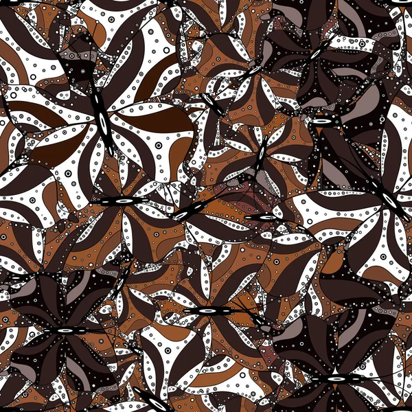 Gambar Berwarna Coklat Putih Dan Hitam Vektor Ilustrasi Fantasi Pola - Stok Vektor