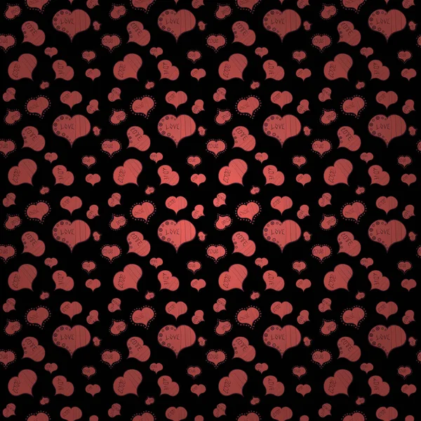 ベクトル ハートの落書き シームレスな愛のパターンを抽象化します 包装紙 ブラック ピンク ブラウン色スケッチ スタイルで描画 バレンタイン こどもの日 — ストックベクタ