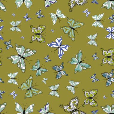 Görünüm yakın çekim yeşil, beyaz renk. Yavaşça yeşil, beyaz ve tarafsız zemin üzerinde izole sevimli vahşi sinek hexapods. FreeHand doğrusal mürekkep el sanat retro tileable ajur tasarım tarzı çizilmiş logosu.