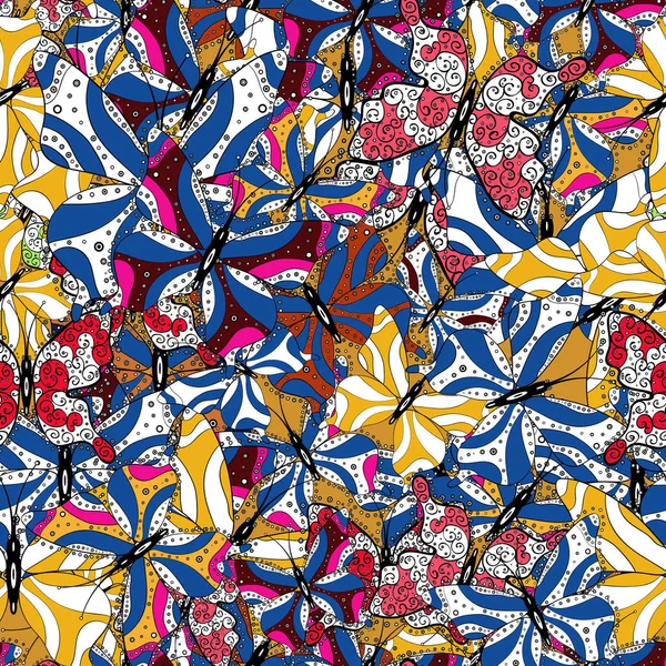 ベクトル シームレスです 蝶のパターン 招待状のパターン 青の背景のイラスト — ストックベクタ