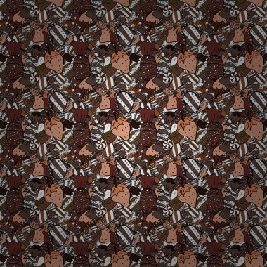 Sorunsuz. Vektör çizim. Tatlılar ve mumlar, çizimler. Şeker dükkanı.