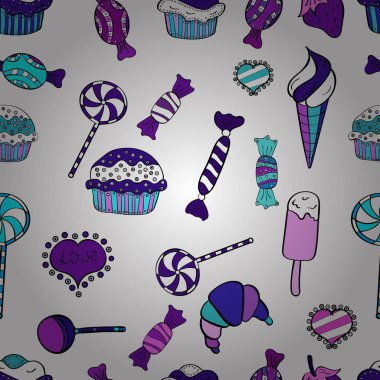 Vektör. Sorunsuz şekerler. Vektör şeker ve tatlılar.