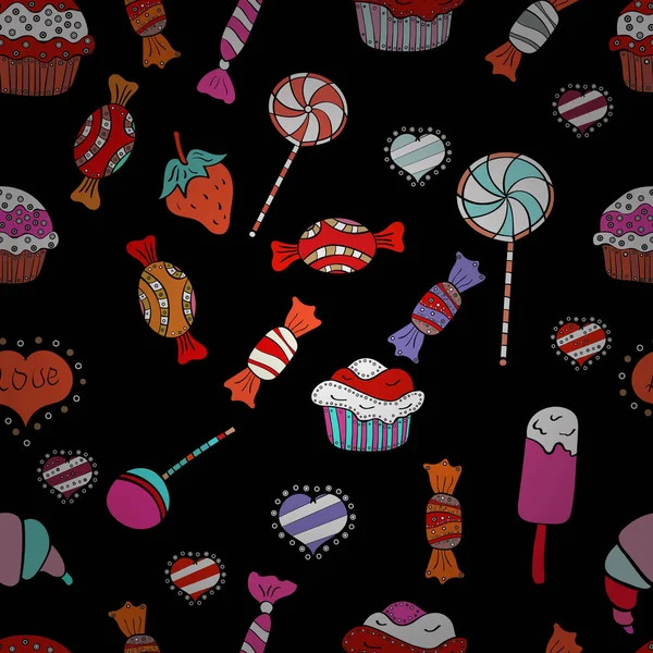 Vektör. Turuncu, beyaz ve siyah renkler. Renkli şeker sorunsuz.