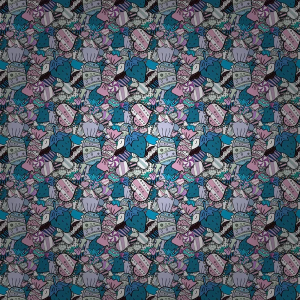 Vektör cupcake çizim. Vektör çizim. Elle çizilmiş cupcakes. Doodle kek krem ile. Şirin Doğum günü desen siyah, tarafsız ve mavi.