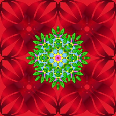 Egzotik dalları rainforest dan. Kağıt ambalaj için şablon. Vektör. Tropikal palmiye sorunsuz modern malzeme tasarımı arka plan deseni - bırakır. Kırmızı, mavi ve yeşil kırmızı, mavi ve yeşil renkler.