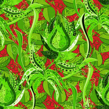 Nakış çiçek seamless modeli. Parmak izi, kumaş, duvar kağıtları, tekstil vektör doku. Cologreen ile renkli grunge güzelleşmek arka plan, kırmızı ve tarafsız çiçekler.