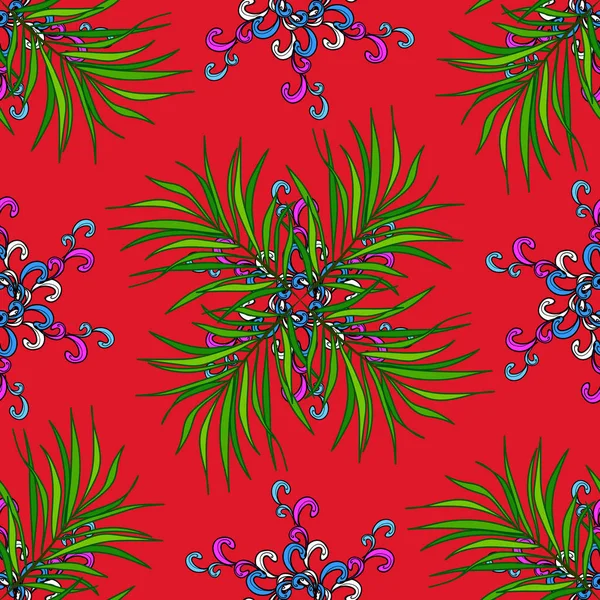 Motif Floral Vert Noir Rouge Pour Papier Peint Tissu Tuile — Image vectorielle