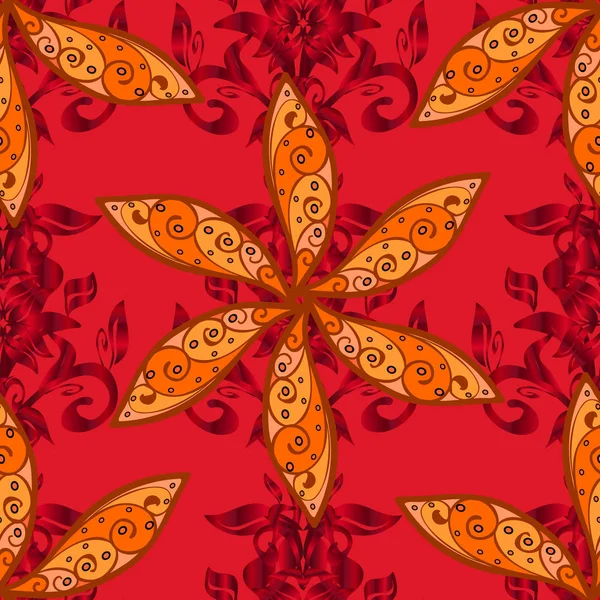 Moderne Floraison Rouge Orange Brun Vecteur Fond Écran Illustration Avec — Image vectorielle