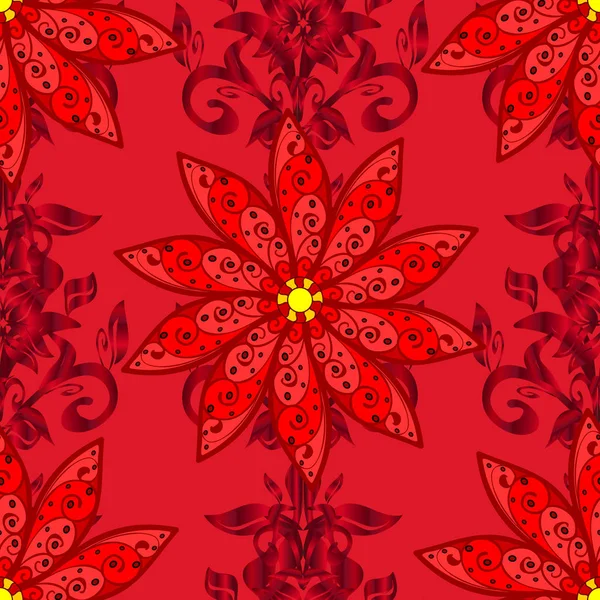 Vector Pintura Flores Para Impresión Camisetas Flores Colores Negro Rojo — Vector de stock