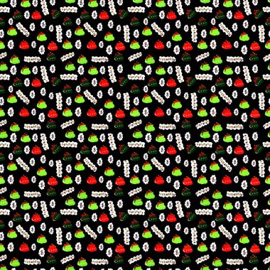 Cryptocurrency finansal öğeler. Anahat döşeme arka plan. Bitcoin seamless modeli. Siyah, beyaz ve kırmızı renkler simgeleri. Vektör çizim.