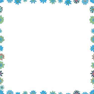 Vektör. Seamless modeli. Beyaz, mavi ve yeşil renklerde hayal et. Doodles'ın öğeleri çizilmiş kare el.