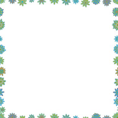 Elle çizilmiş doodle kare. Vektör. Sorunsuz. Beyaz, mavi ve yeşil renklerde resim.